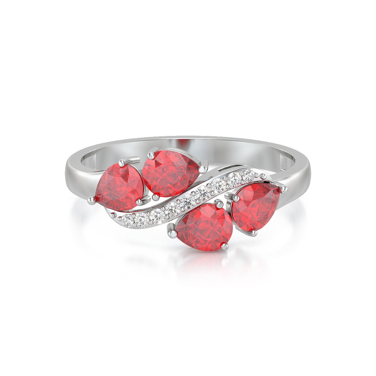 Bague ADEN ADEN Or 585 585 Blanc Rubis et diamants 2.414grs