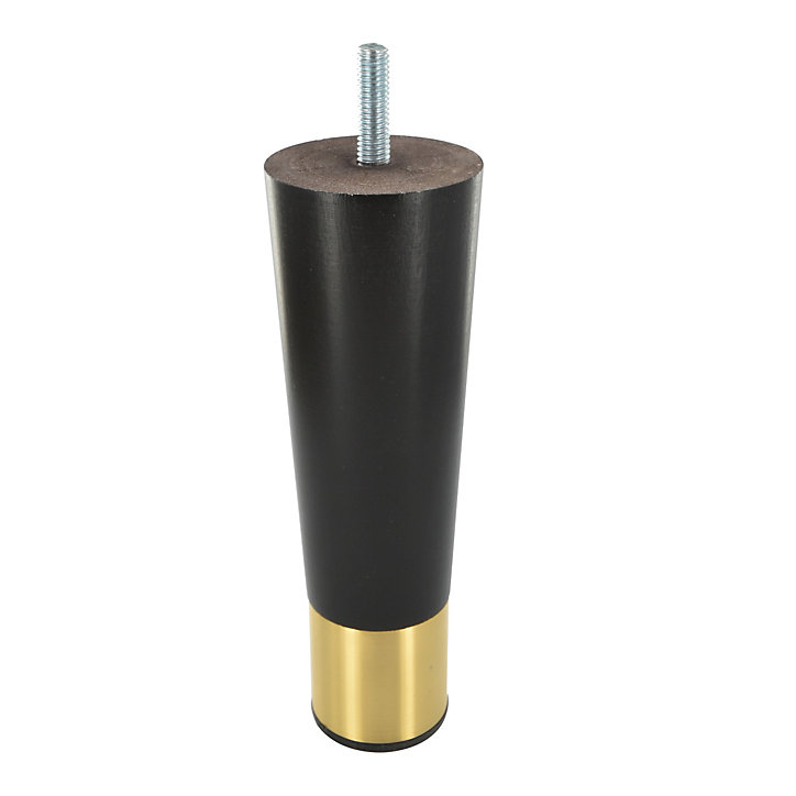 Pied de meuble fuseau en bois noir et doré Interges H. 16 cm