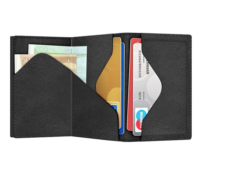 TRU VIRTU Portemonnaie Click & Slide Sleek Wallet Nappa Kartenetui Farbe Schwarz