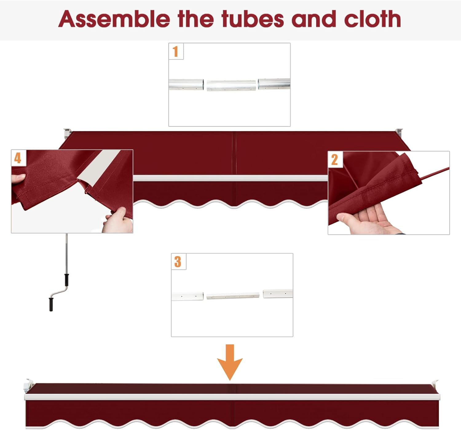 COSTWAY Gelenkarmmarkise Markise, 300 x 250cm Terrassenmarkise mit Alu-Rahmen & Handkurbel, Sonnenmarkise 40-100° Winkel einstellbar, Sonnenschutz & Wasserdicht Balkonmarkise für Balkon, Terrasse