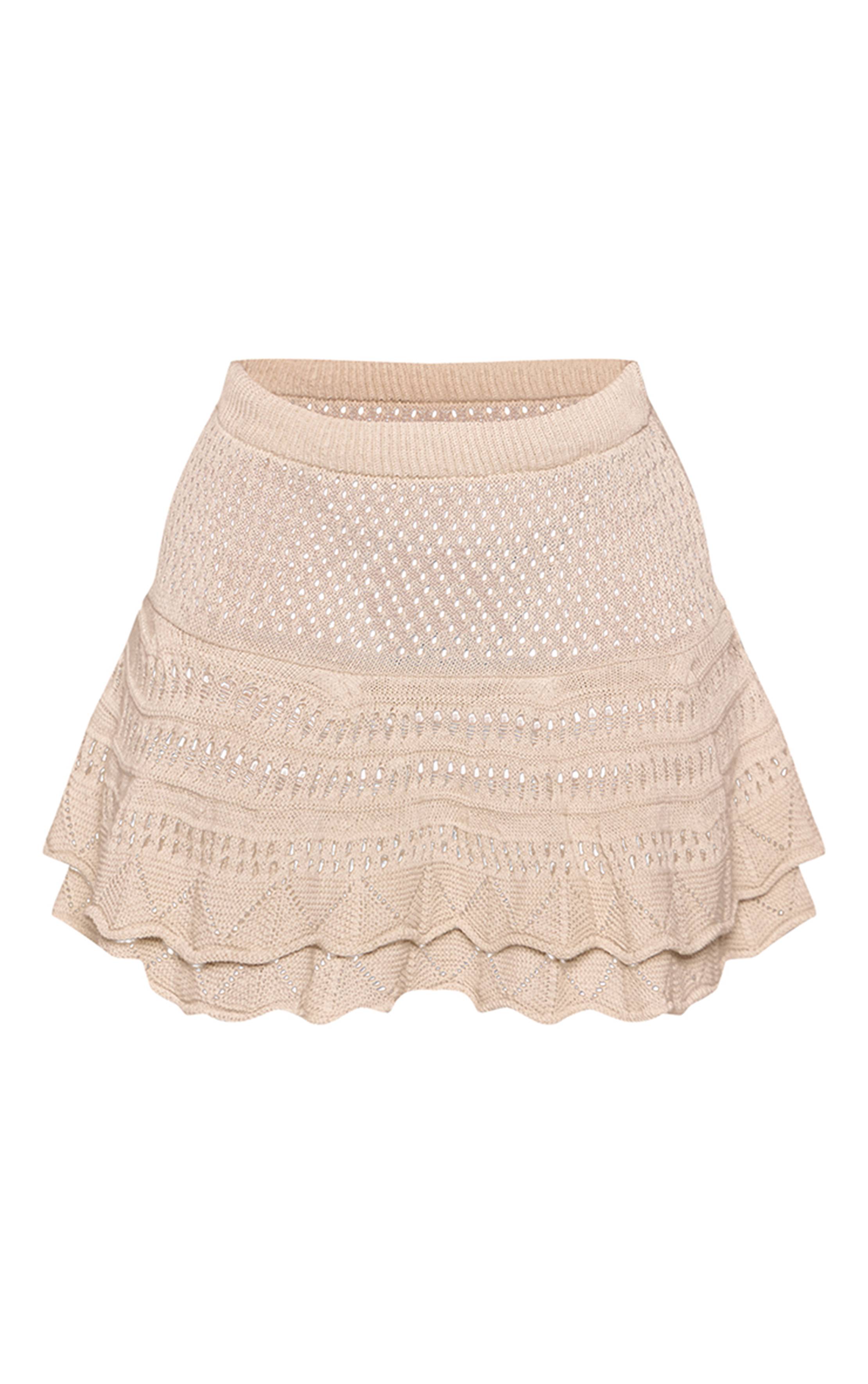 Gris Pierre Mini-jupe Moulante En Crochet