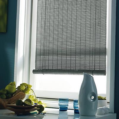 Store enrouleur tamisant bois tissé Ballauff gris 100 x 200 cm