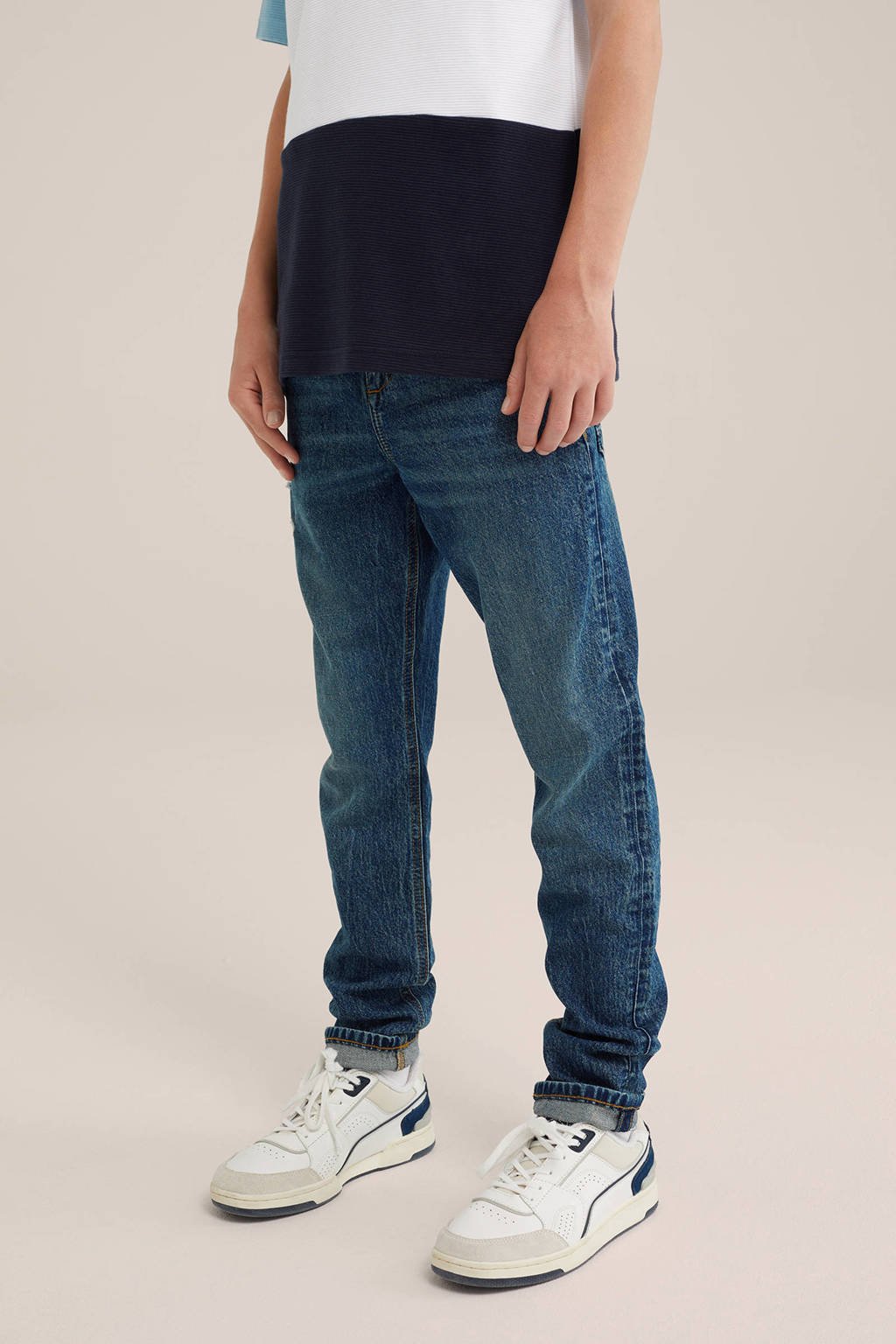 WE Fashion tapered fit jeans dark used denim