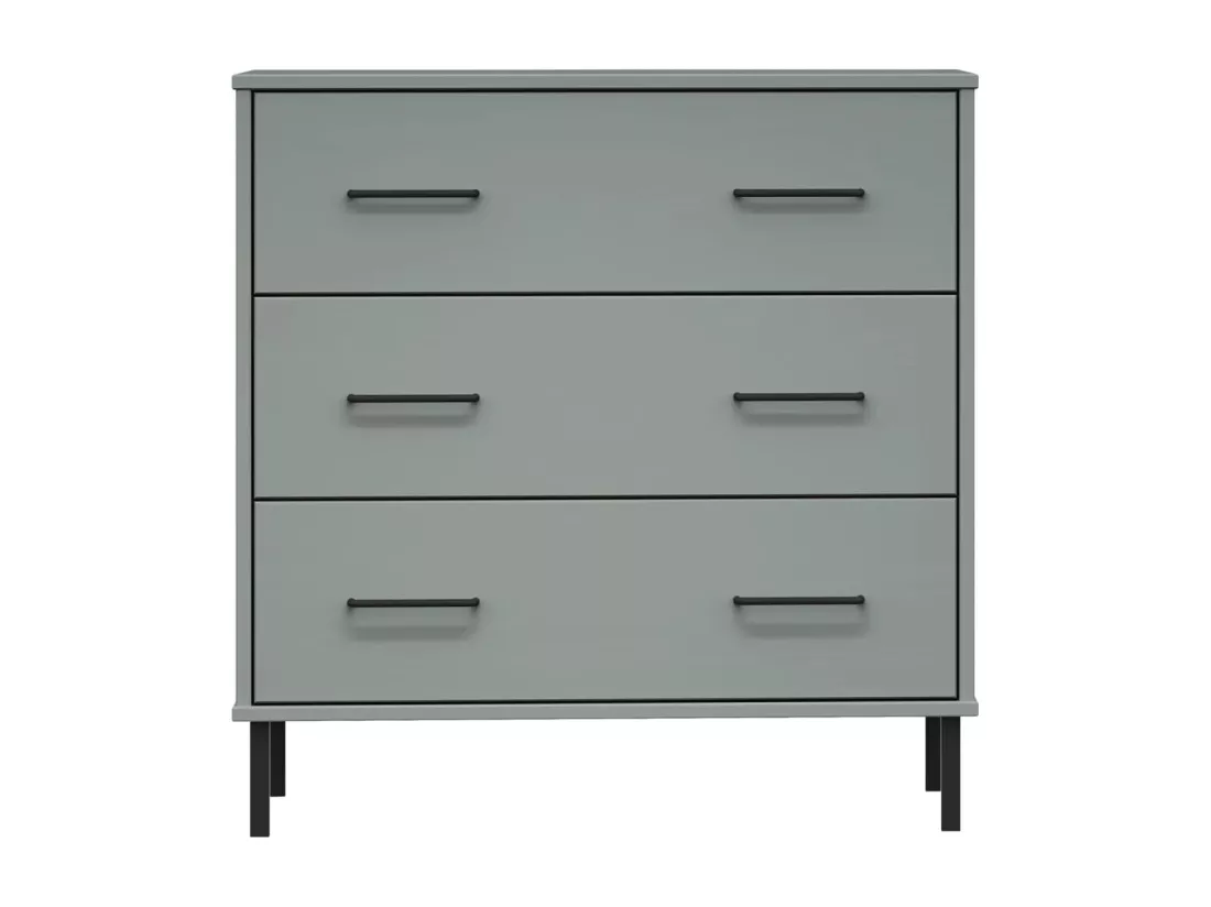 Buffet avec 3 tiroirs Gris 77x40x79,5 cm Bois massif OSLO