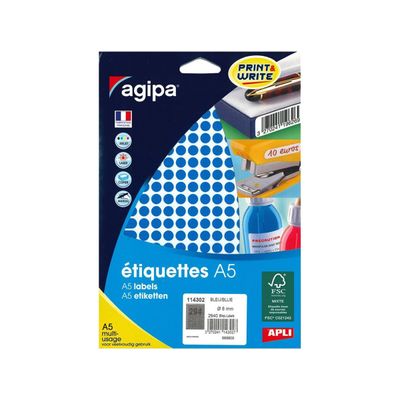 Apli Agipa - Etui A5 - 2940 Pastilles bleues - diamètre 8 mm - réf 114302