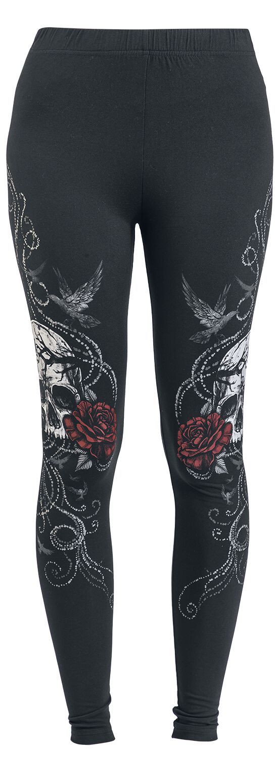 Leggings With Skull And Roses Print | Black Premium by EMP Legging