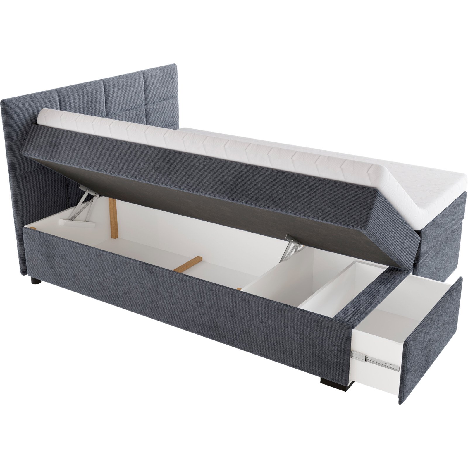 Boxspringbett Coma Cord graphit 160 x 96 x 204 cm