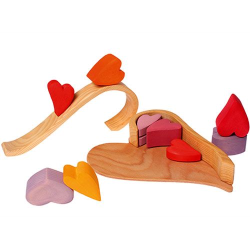 Grimm's houten stapel harten - rood