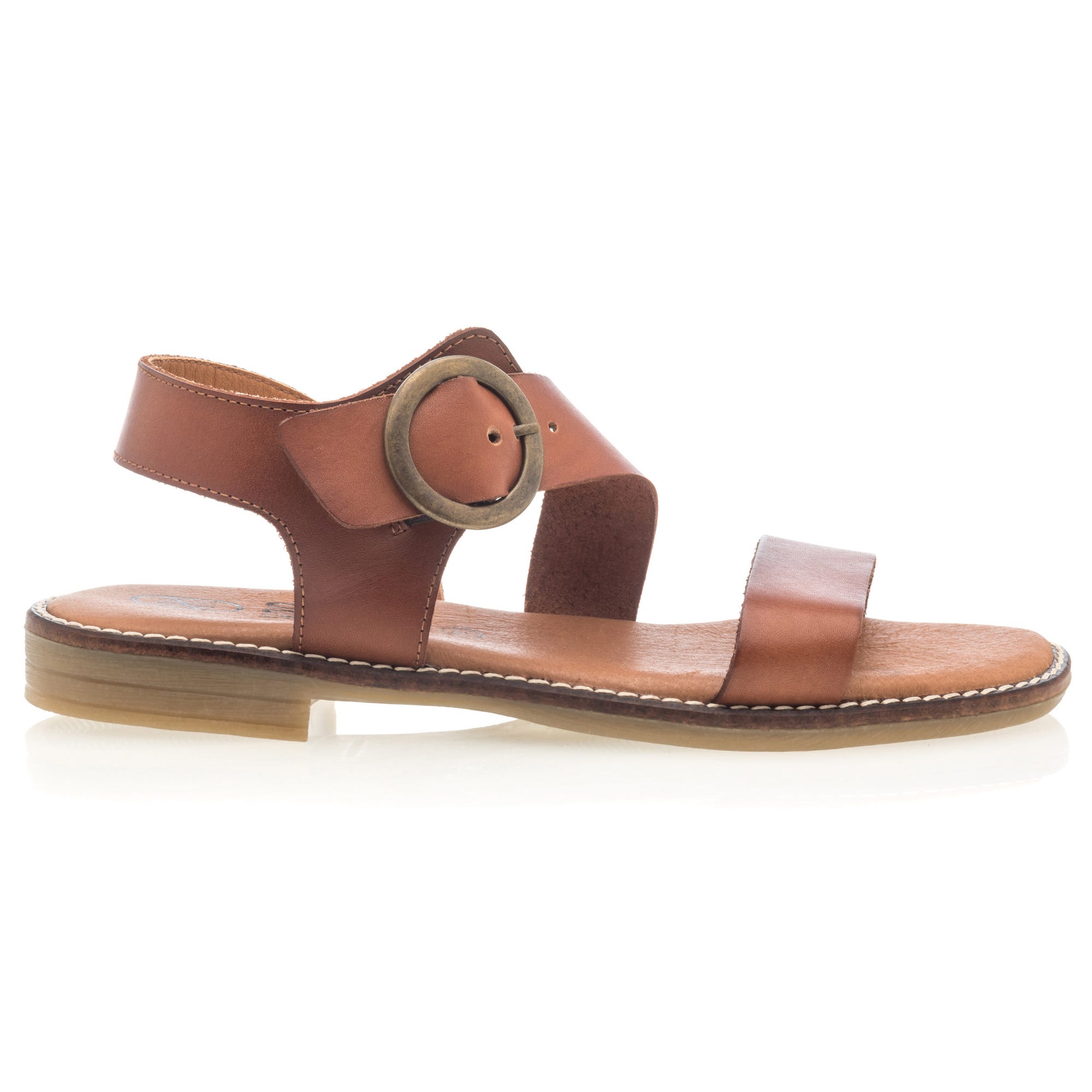 Nu-pieds Femme en cuir cognac