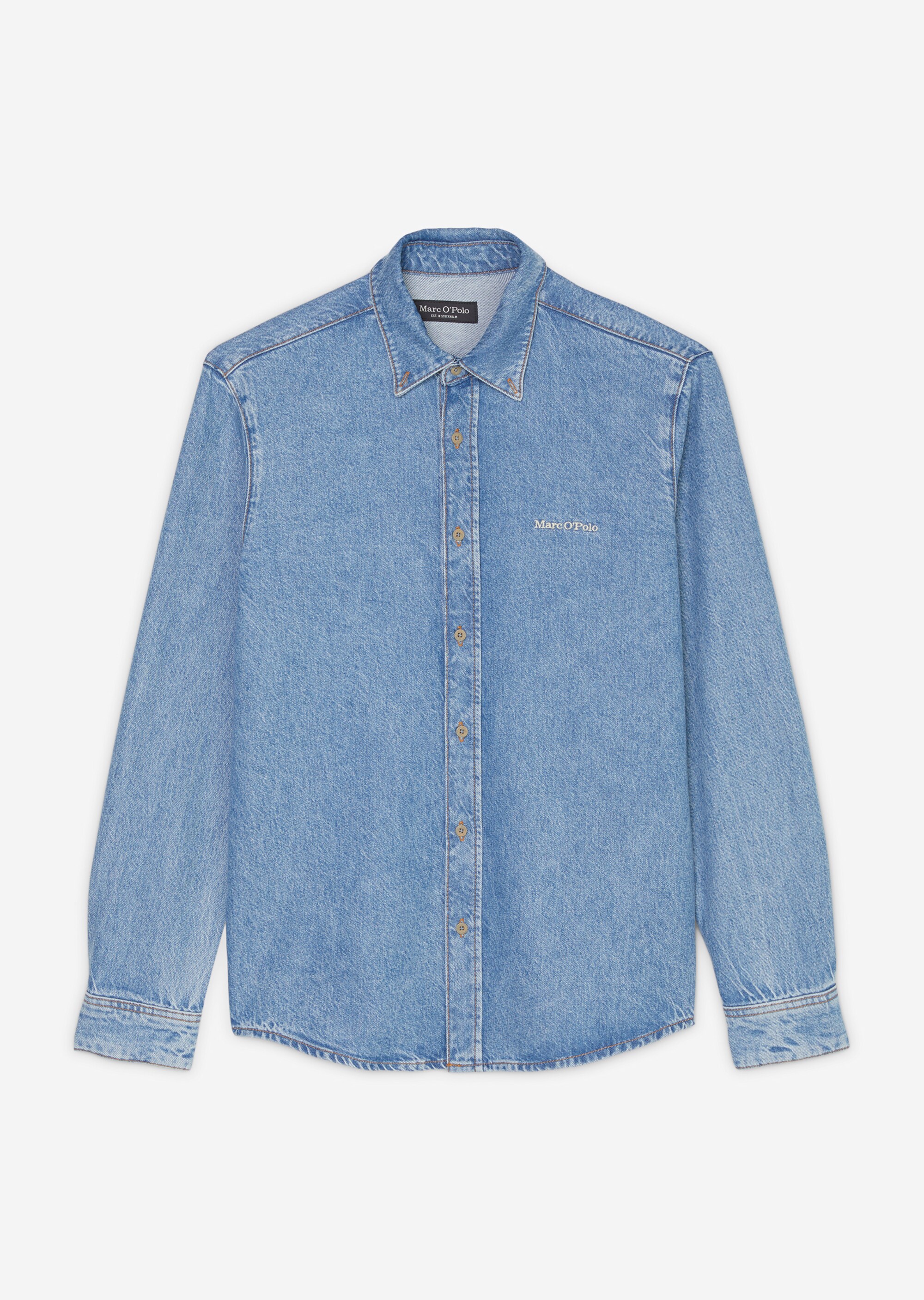 Jeanshemd regular mit Button-Down-Kragen