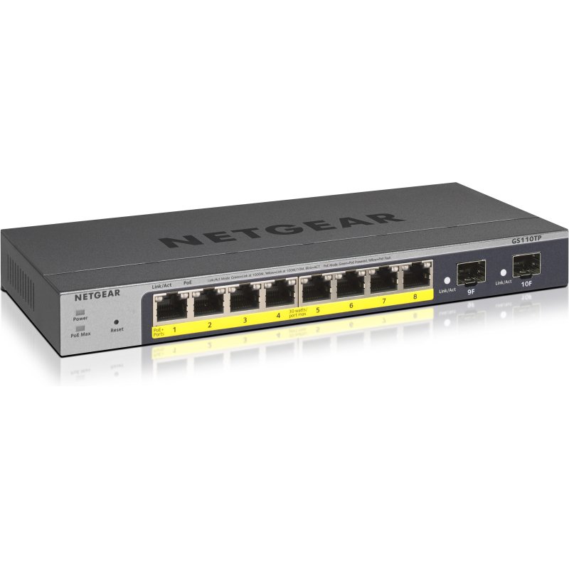 NETGEAR GS110TP Géré L2/L3/L4 Gigabit Ethernet (10/100/1000) Connexion Ethernet, supportant l'alimentation via ce port (PoE) Gris