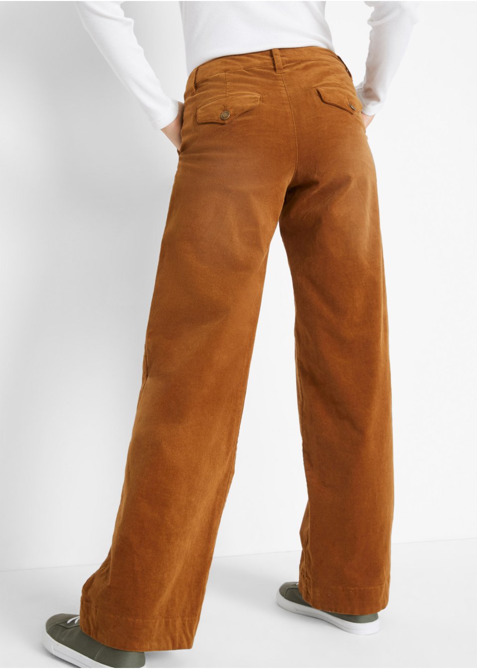 Pantalon en velours côtelé extensible, Wide
