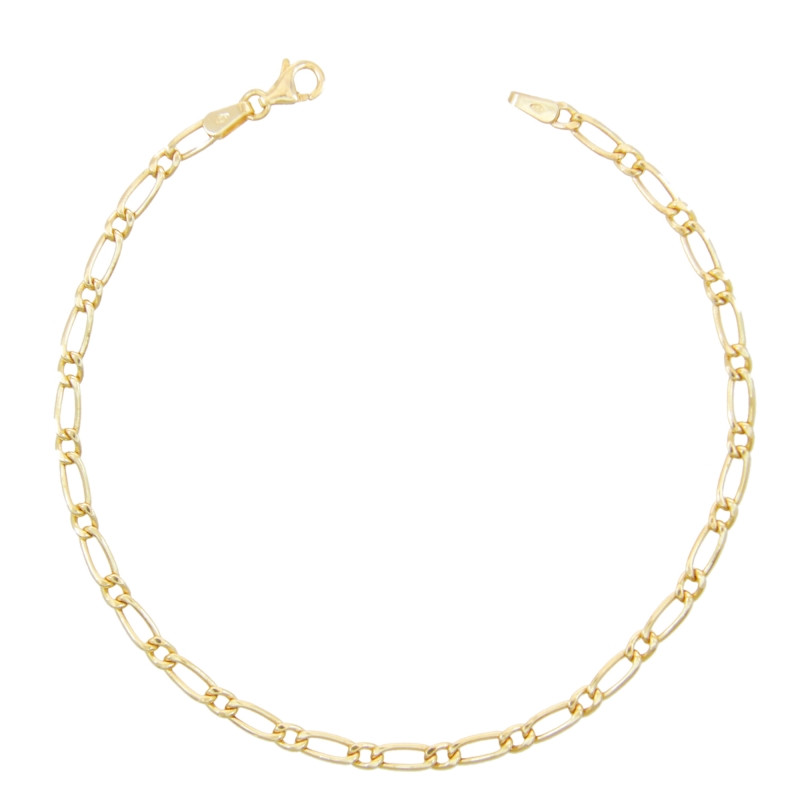 Bracelet Homme Maille Figaro Alternée 1 et 1 - Or Jaune