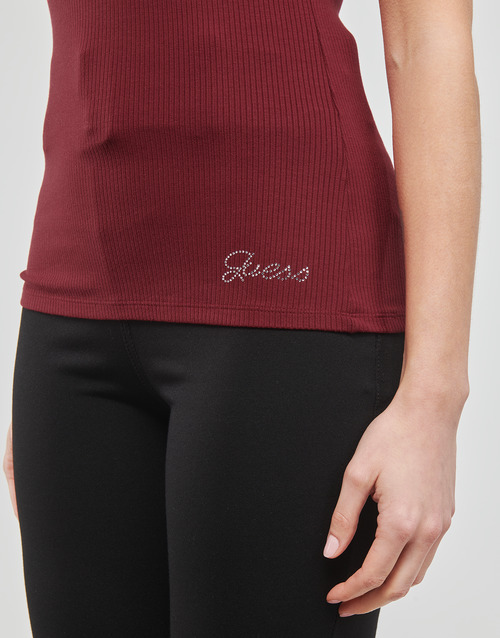 Guess - ES SS KARLEE JEWEL BTN HENLEY - Bordeaux