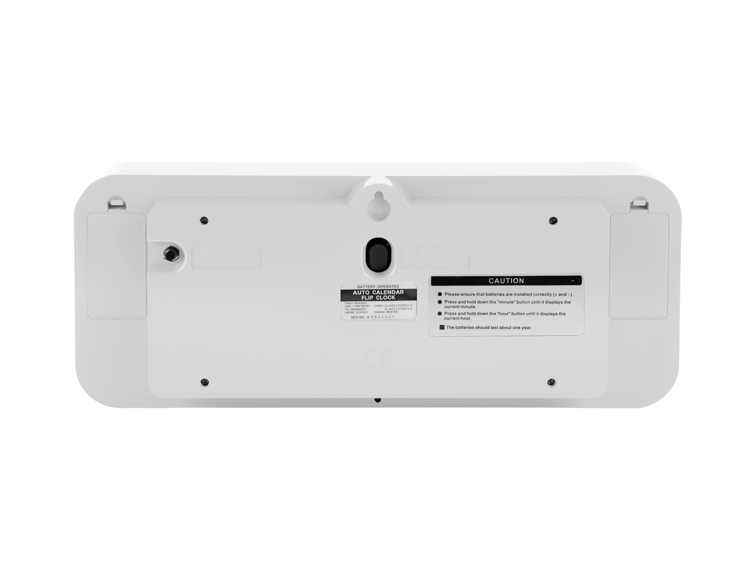 Wall clock Wide Flip white casing, black dial