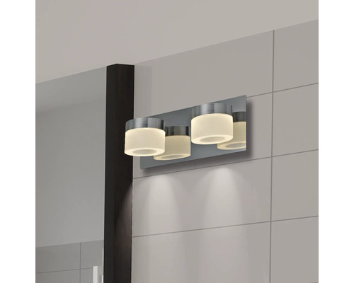 LED FLAIR wandlamp, 2-lichts, 2x630 lm, 3000 K, HxB 10x26 cm, Kynosura chroom