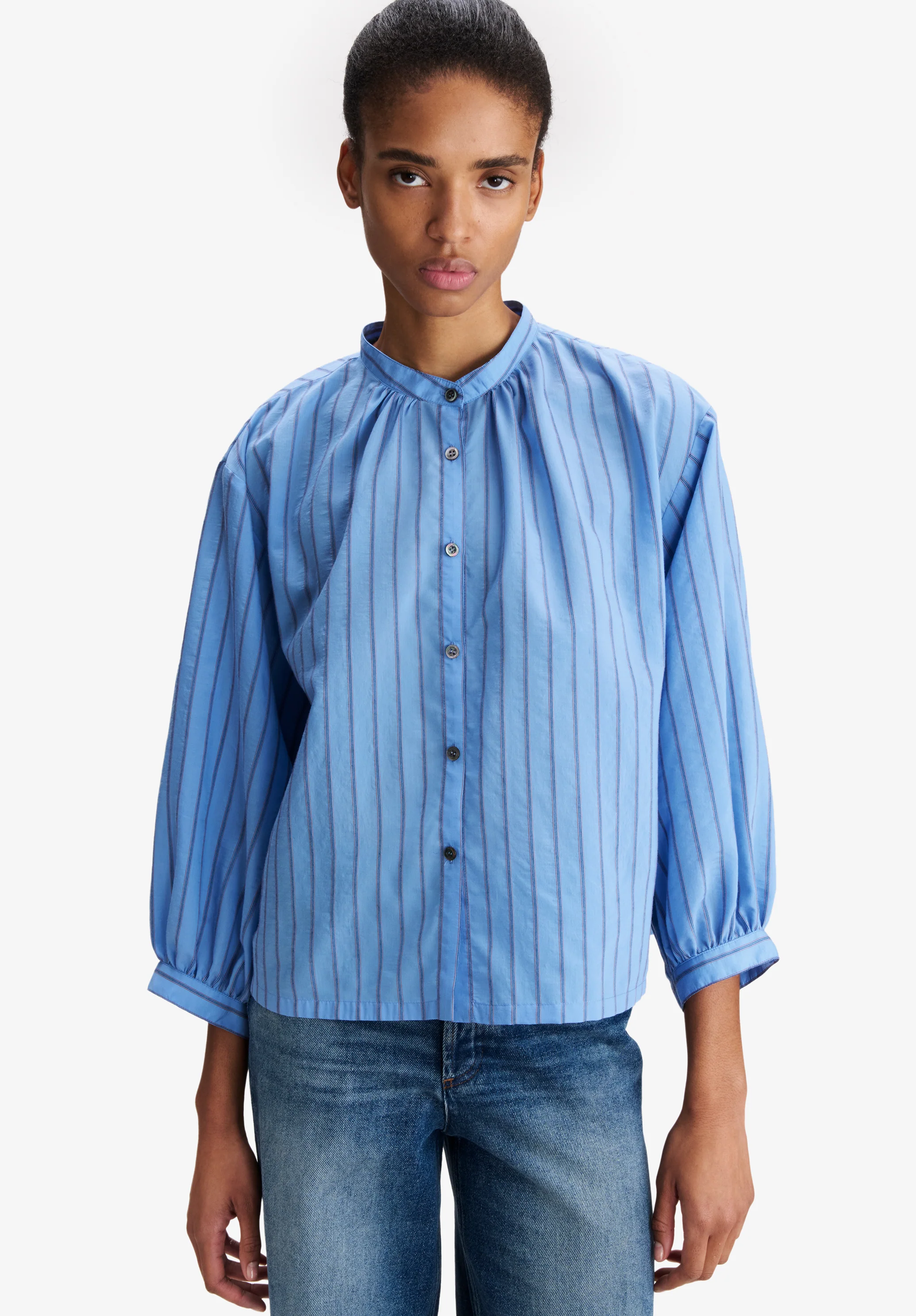 Blouse col officier bleu clair - Bleu clair