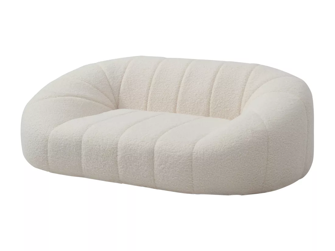Canapé pour animaux en tissu bouclette - Blanc crème - L. 98 x P. 62 x H. 33 cm - PARUIMA