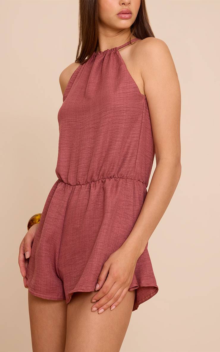 Rouille Combi-short Fluide Col Montant Texturé