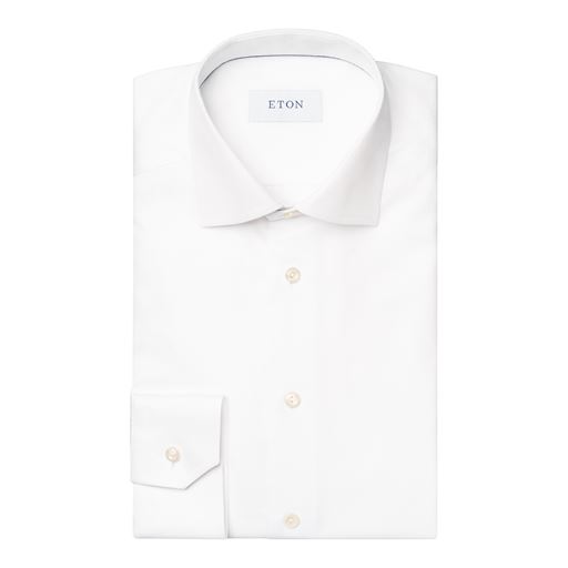 Eton Semi Solid Signature Twill Slim Skjorte, White, 40
