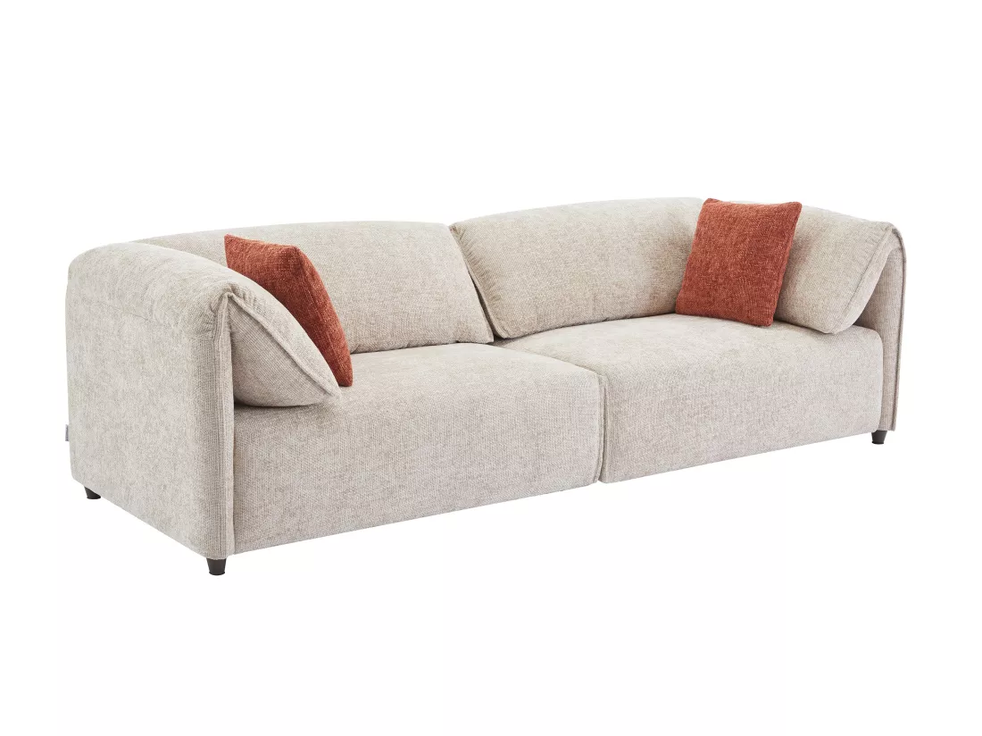 Canapé 3 places en tissu texturé beige LOUSOPA de Maison Céphy