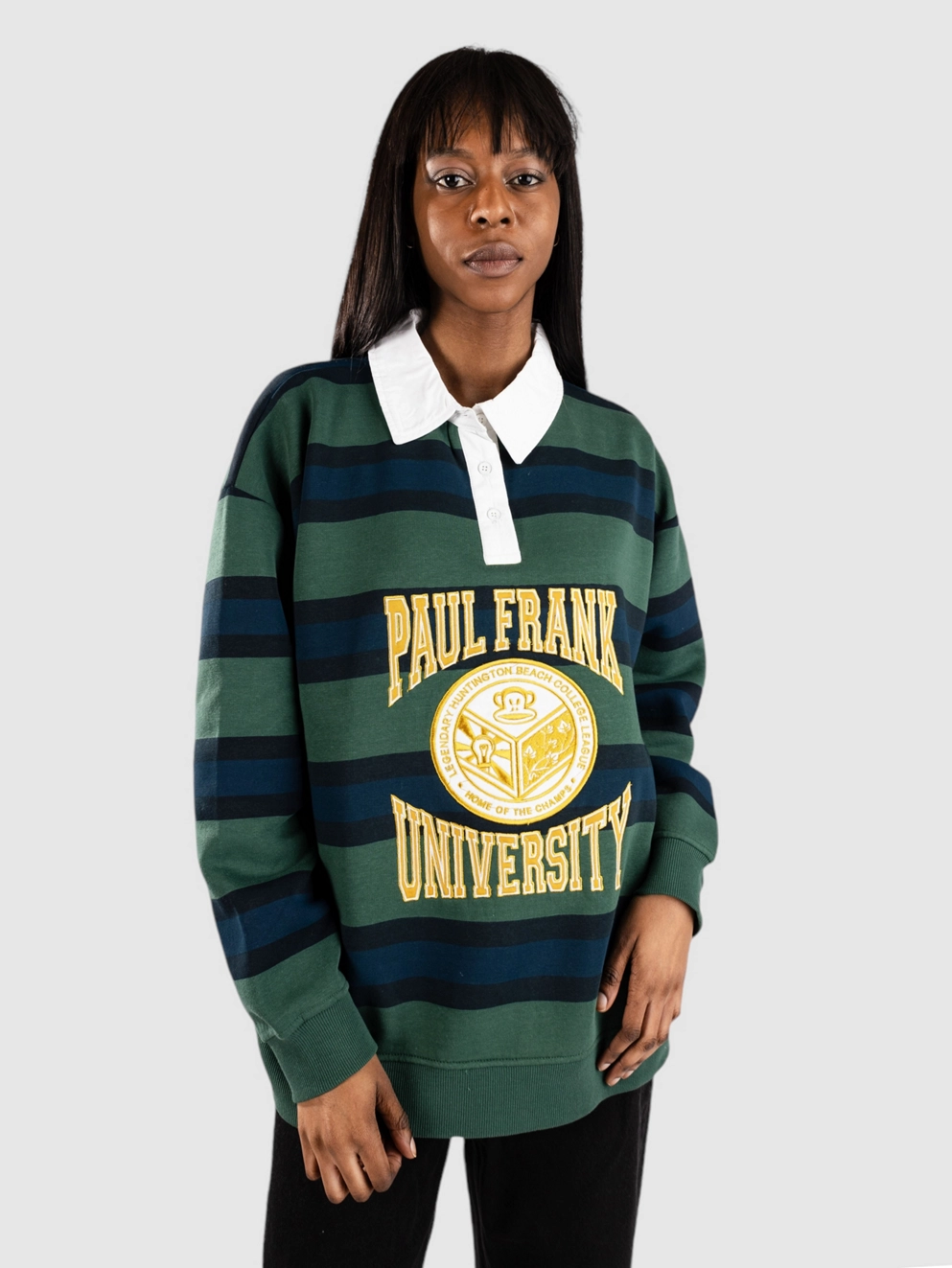 Daisy Street x Paul Frank Embroidered Varsity Rugby Sweat Long Sleeve multi