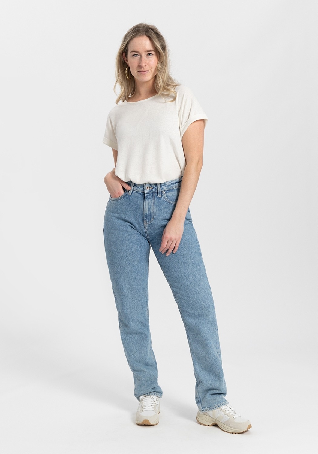 Kuyichi Damen-Jeans Rosa Straight Heritage Blue