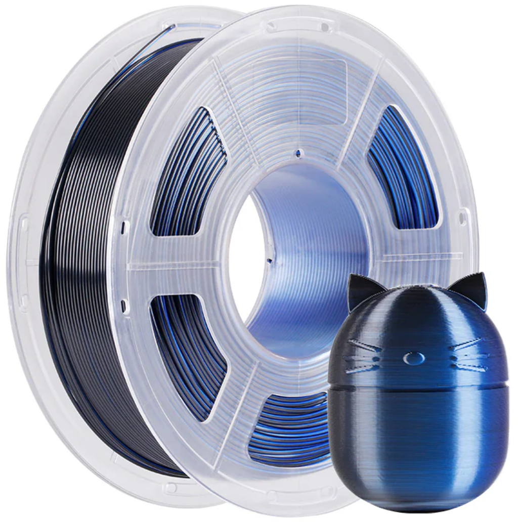 Anycubic  PLA Silk Dual Color Black Blue, 1,75 mm / 1000 g    Seidenglanz trifft Farbverlauf in Black Blue