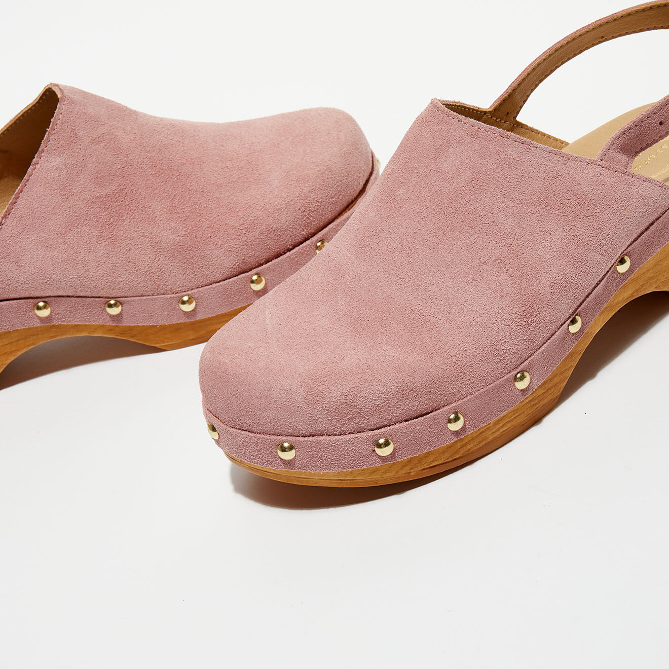 Apologie Studio Sabots en Velours de Cuir Nicole rose nude - Talon 5 cm