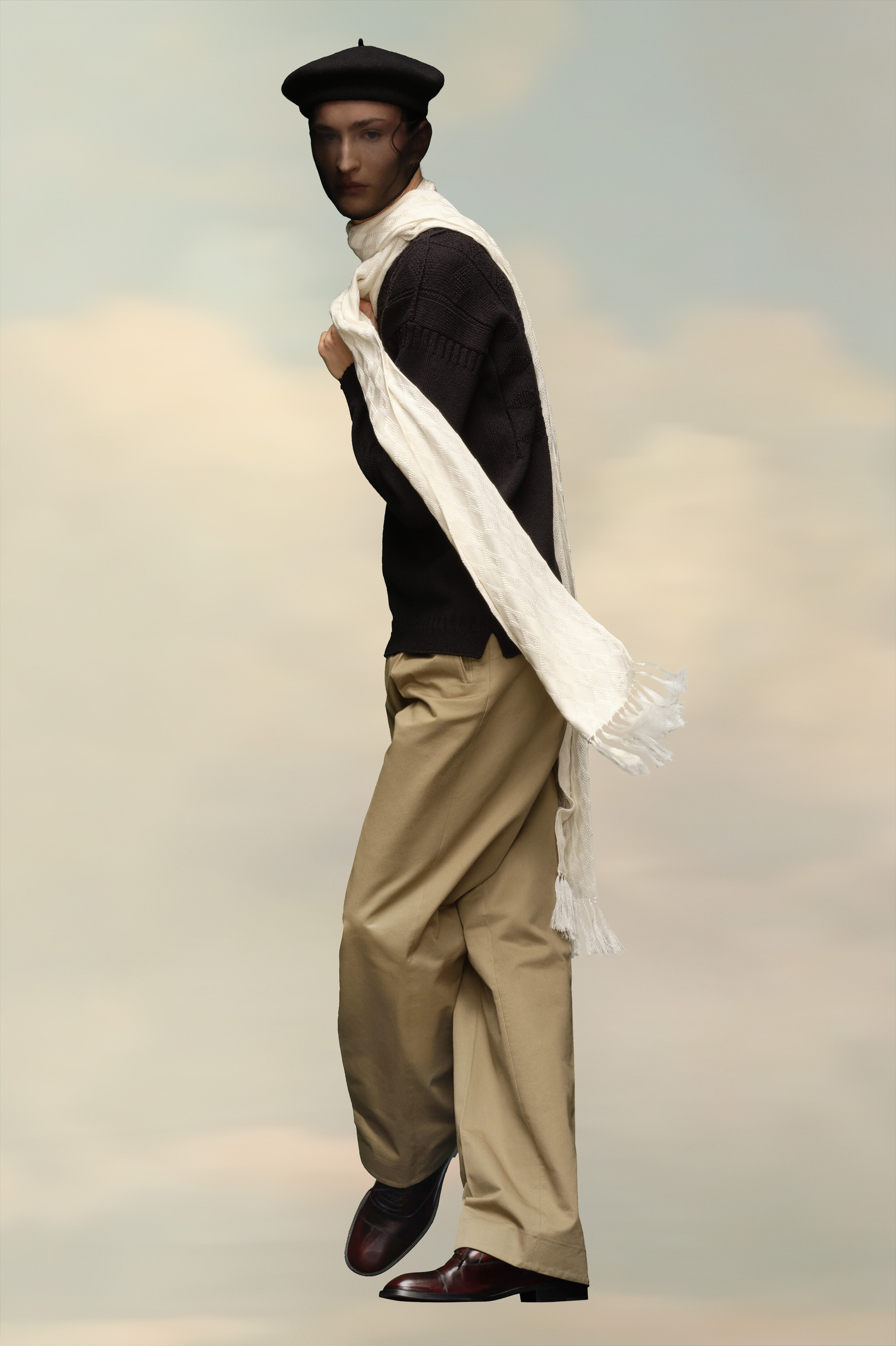 Longue écharpe en tricot Blanc