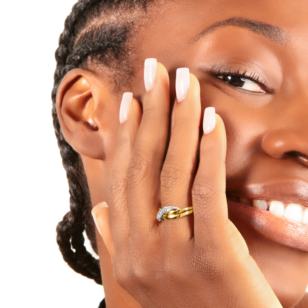 Ring 750/18 K Gelbgold bicolor Fantasie mit Zirkonia