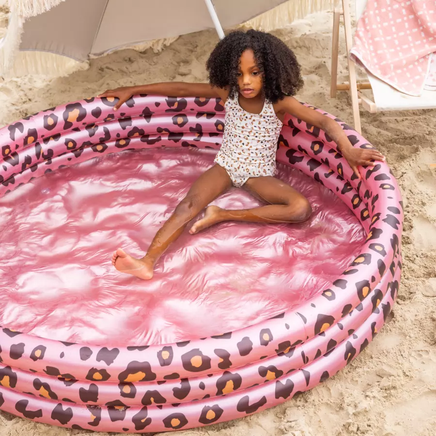 Swim Essentials Aufblasbarer Pool Panther Print Rosa Gold Ø 150 cm
