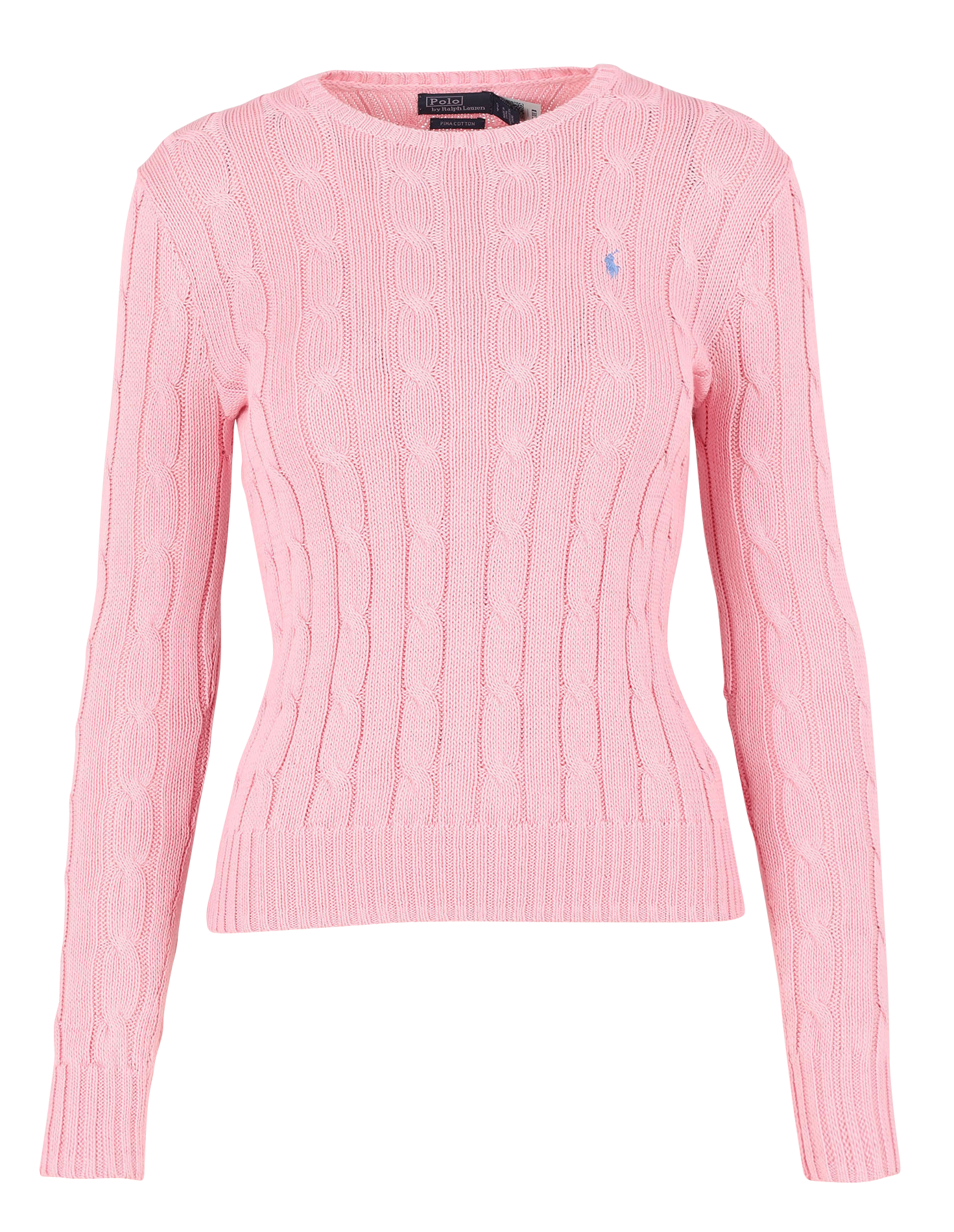 Pull col rond brodé en coton | Rose