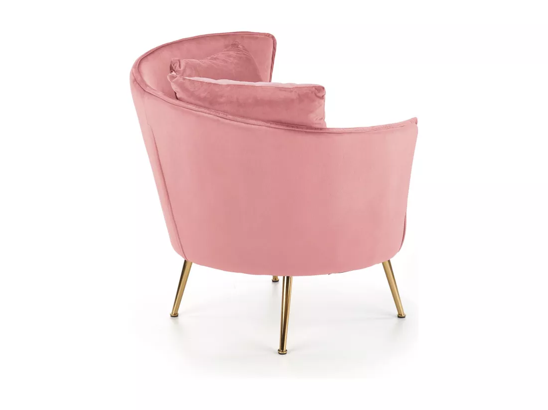 Fauteuil contemporain en velours rose avec pieds dorés en métal AEDAN