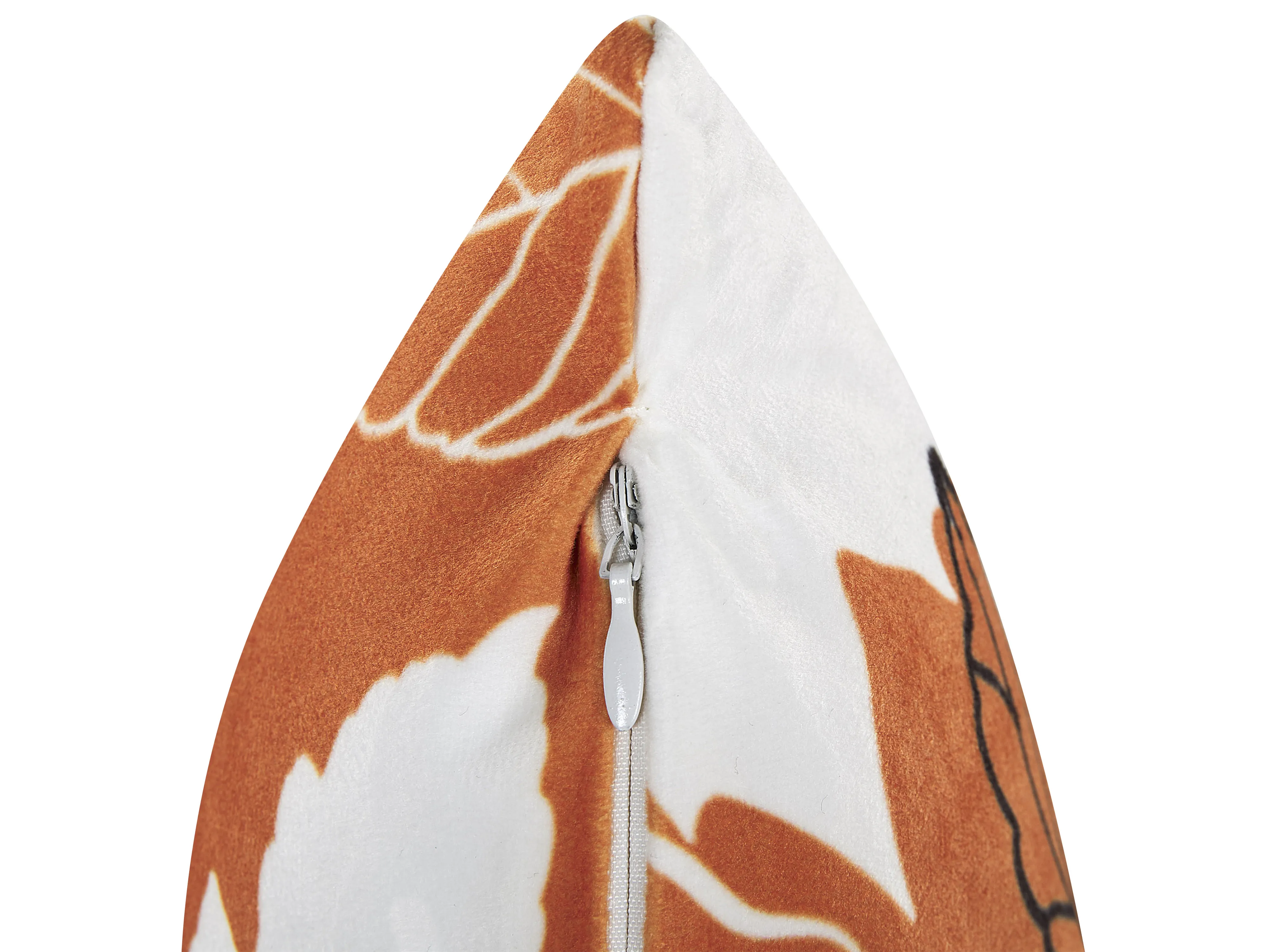 Set van 2 sierkussens POINSETTIA Fluweel 45 x 45 cm Oranje bladpatroon