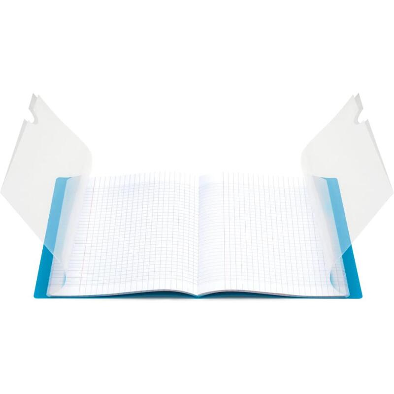 Cahier piqué Koverbook 24x32 cm 96 pages petits carreaux + marge couverture polypropylène transparent - Rose