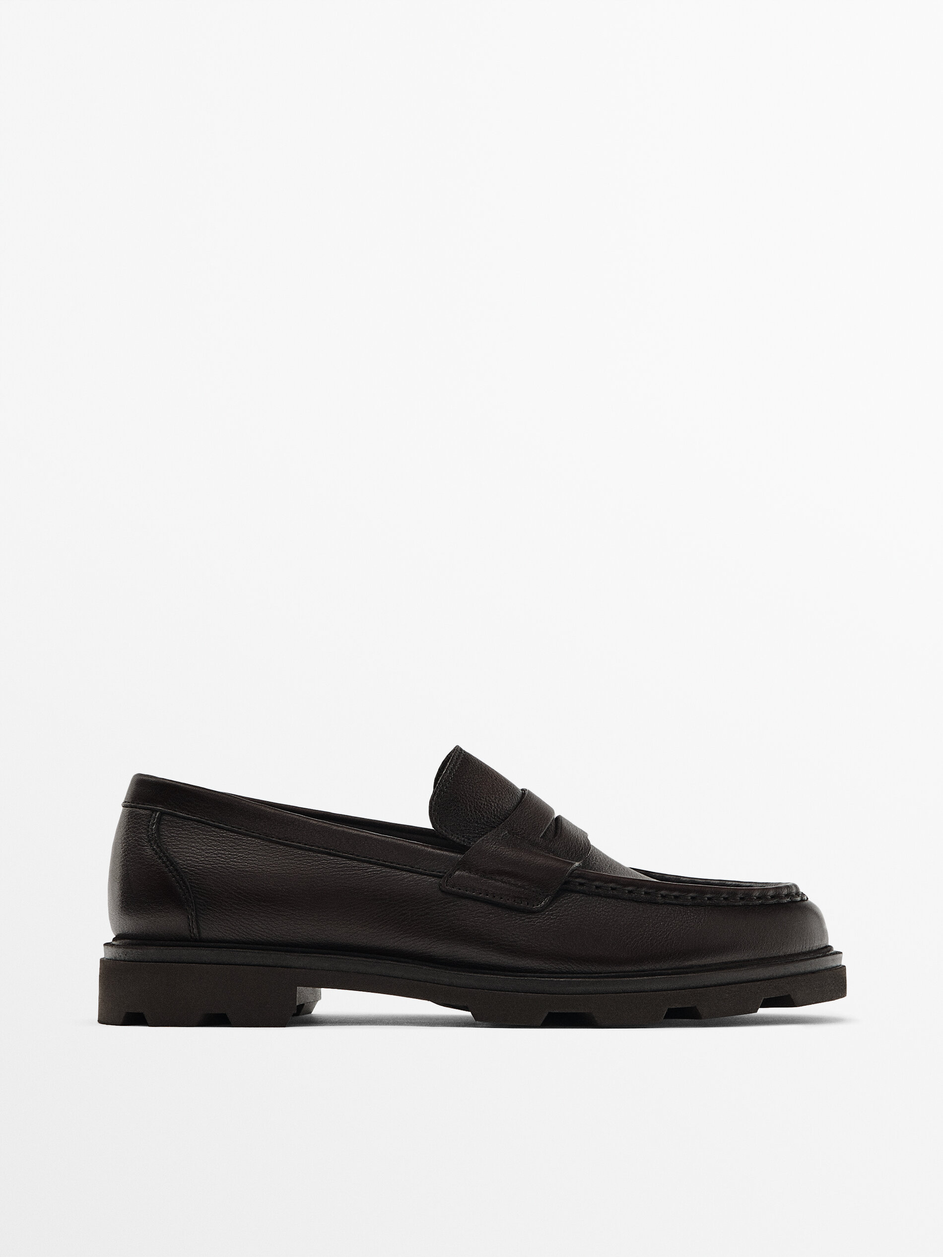 Mocasín piel napa piso track - MARRÓN