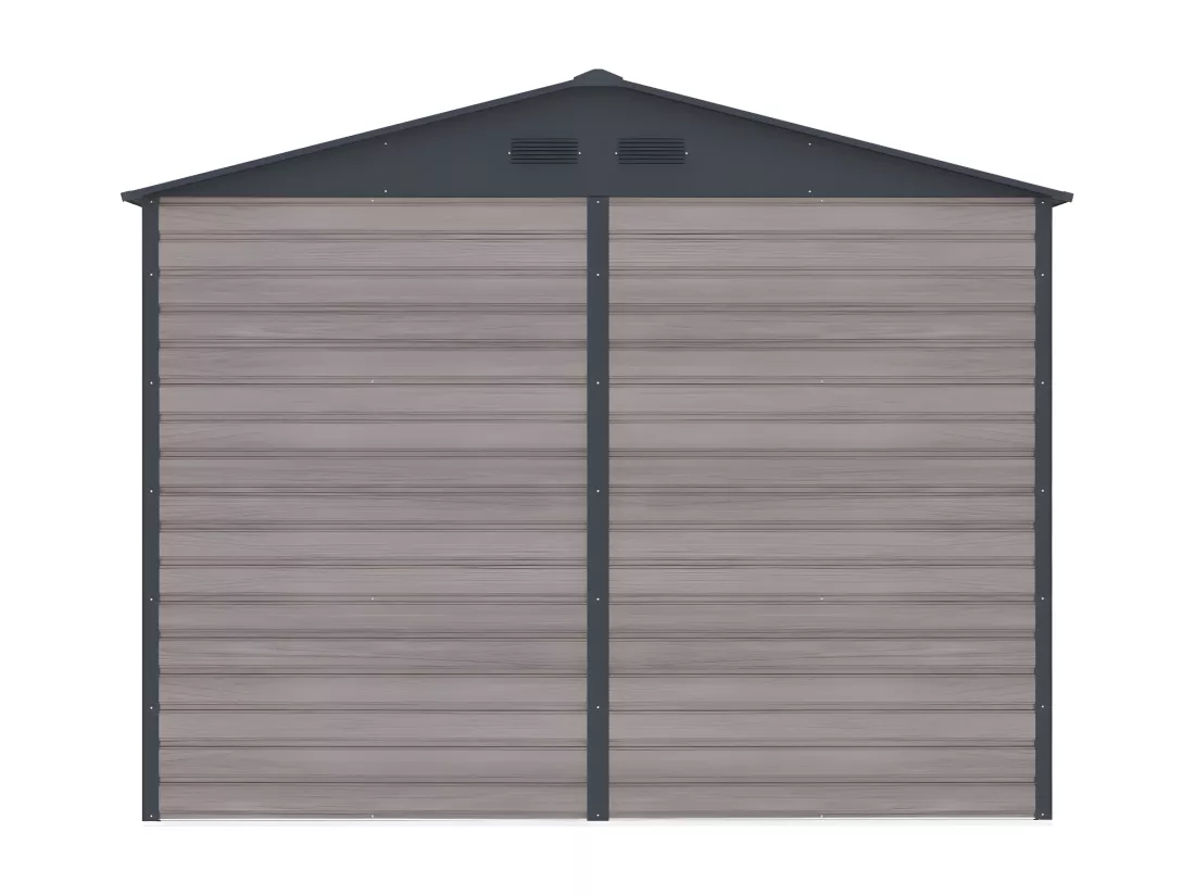 Abri de jardin métal en acier galvanisé effet bois gris 5,40 m² - ADELMO