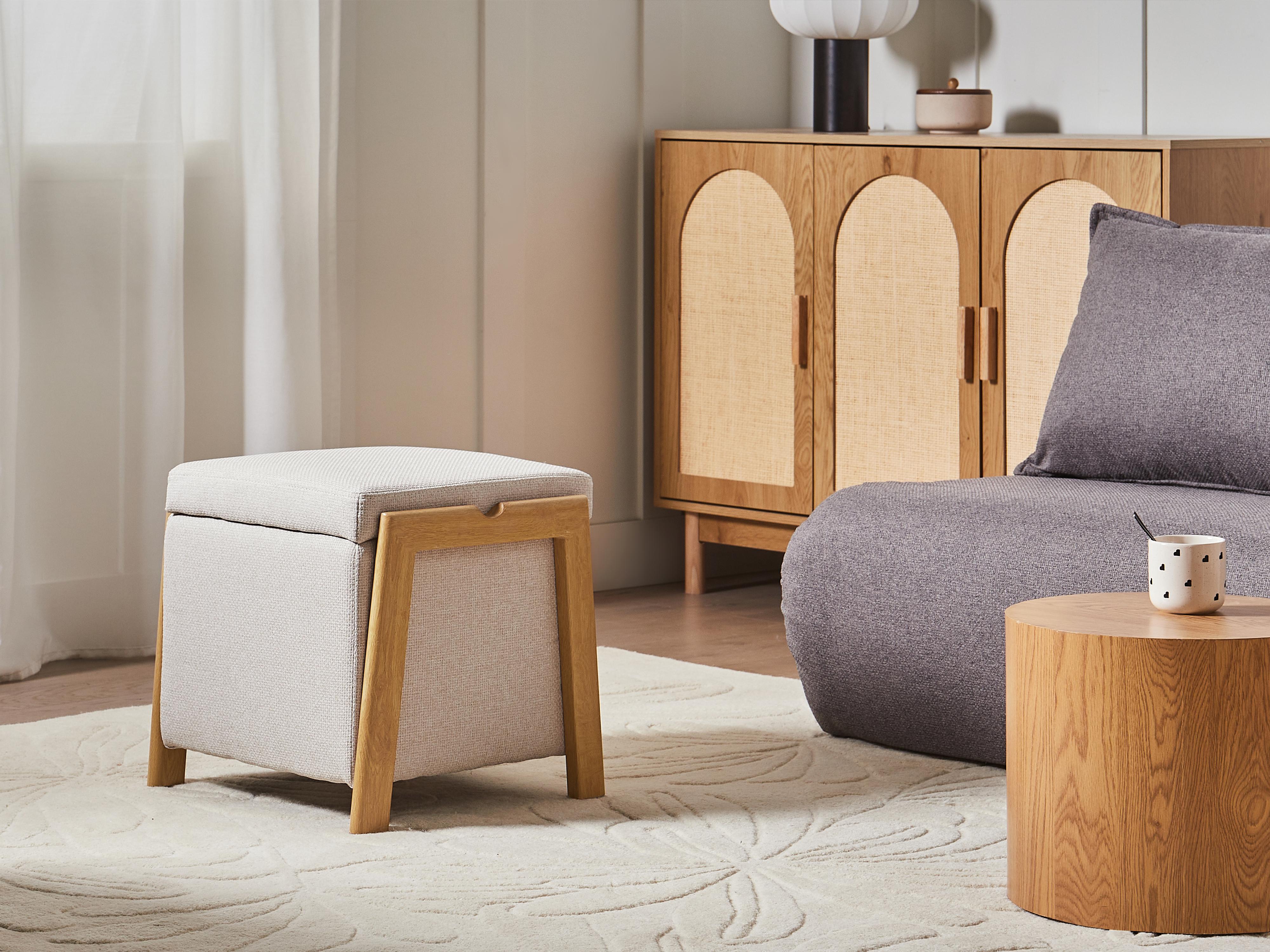 Bankenset 3-zits EDLAND Stof Lichtbeige met poef