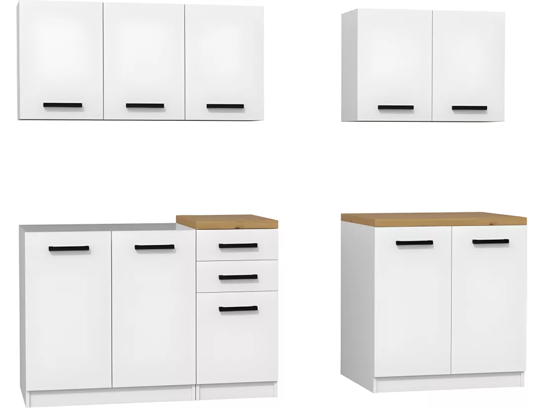 ANINE | Cuisine Complète Modulaire + Linéaire L 200 cm 6 pcs | Plan de travail INCLUS | Meubles armoires cuisine