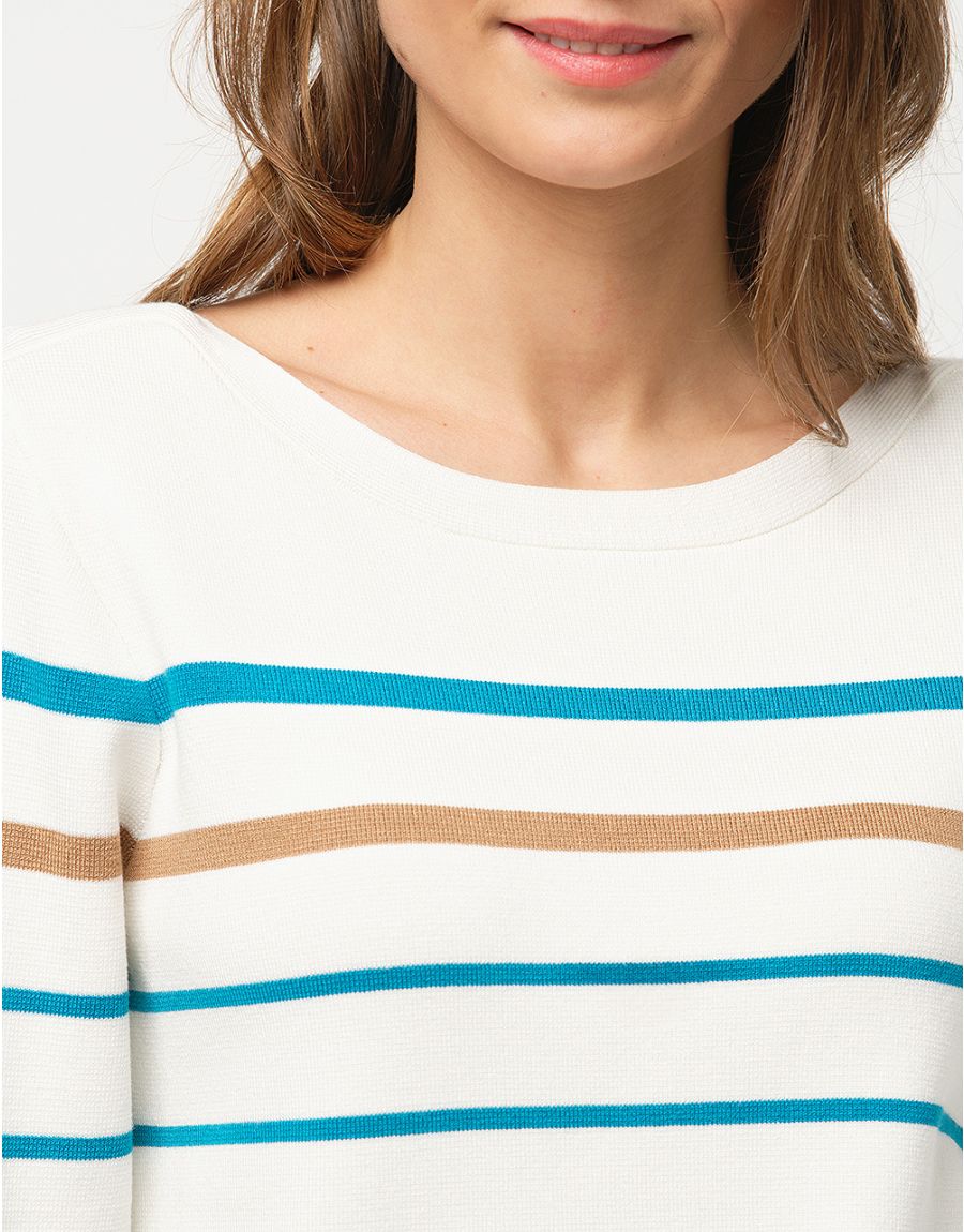 Pull marinière écru lagon