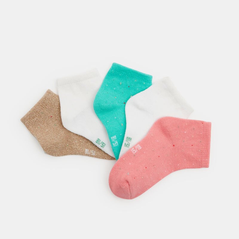 Chaussettes basses à pois multicolores bébé fille (lot de 5) Gris ou noir