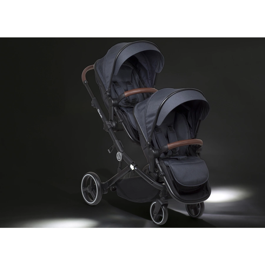 babyGO Geschwisterwagen Twinner Grey