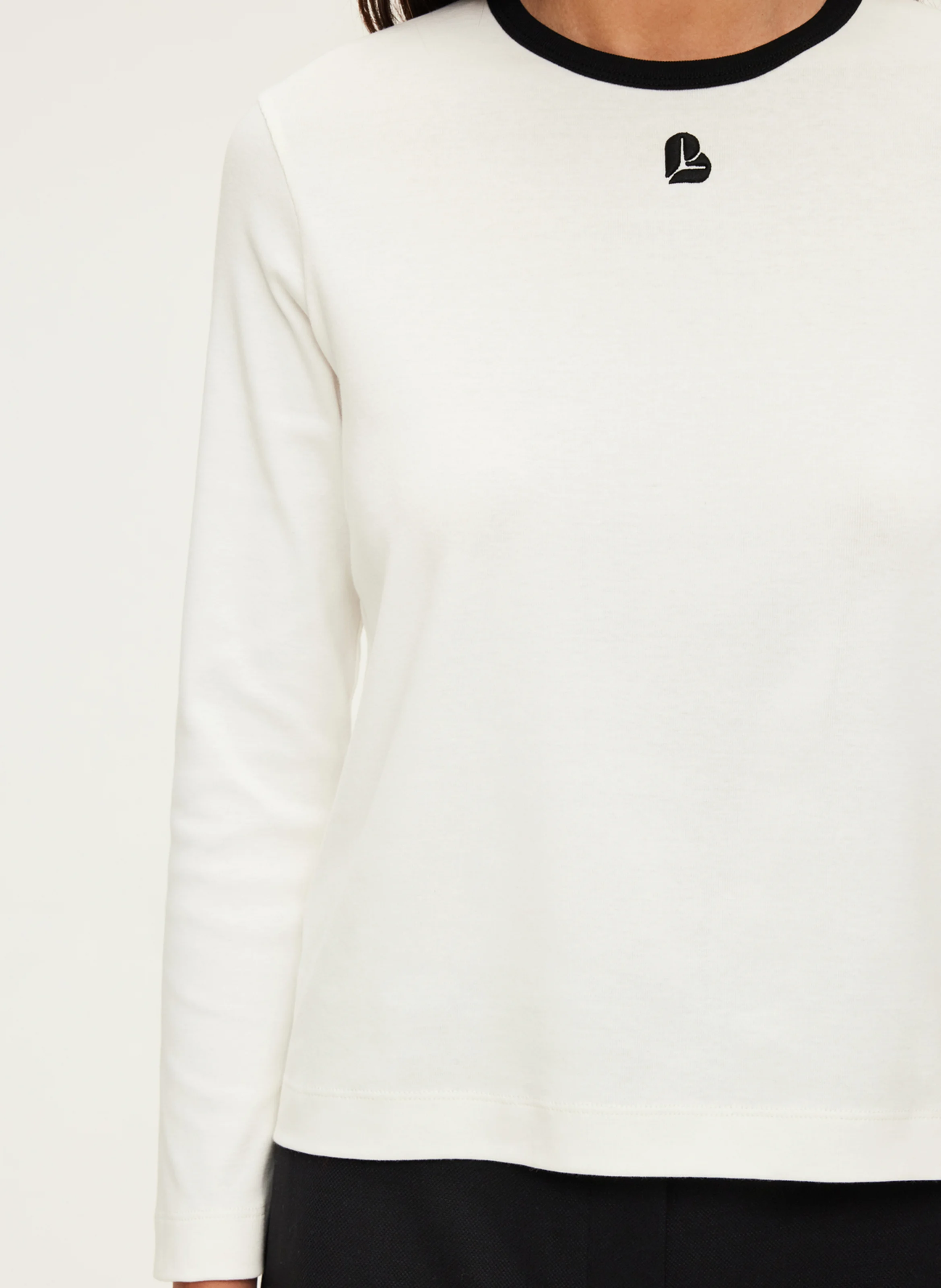 ANNECLAIRE - Tee-shirt col rond droit en coton | Beige