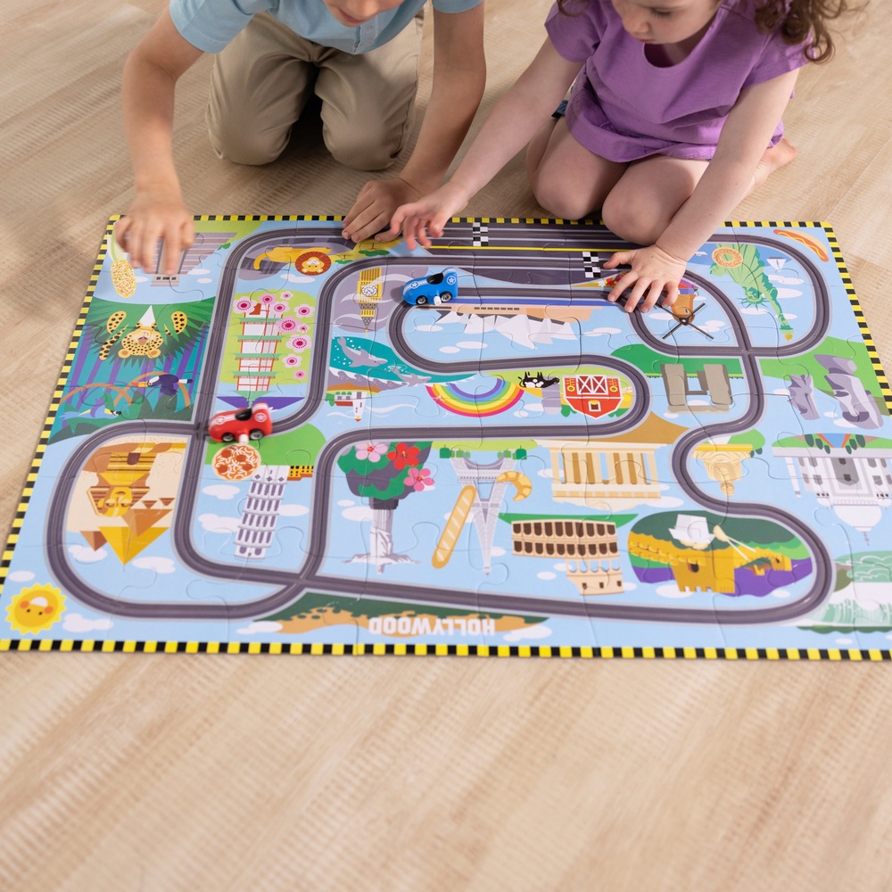 Melissa & Doug 48-teiliges Rennbahn-Bodenpuzzle