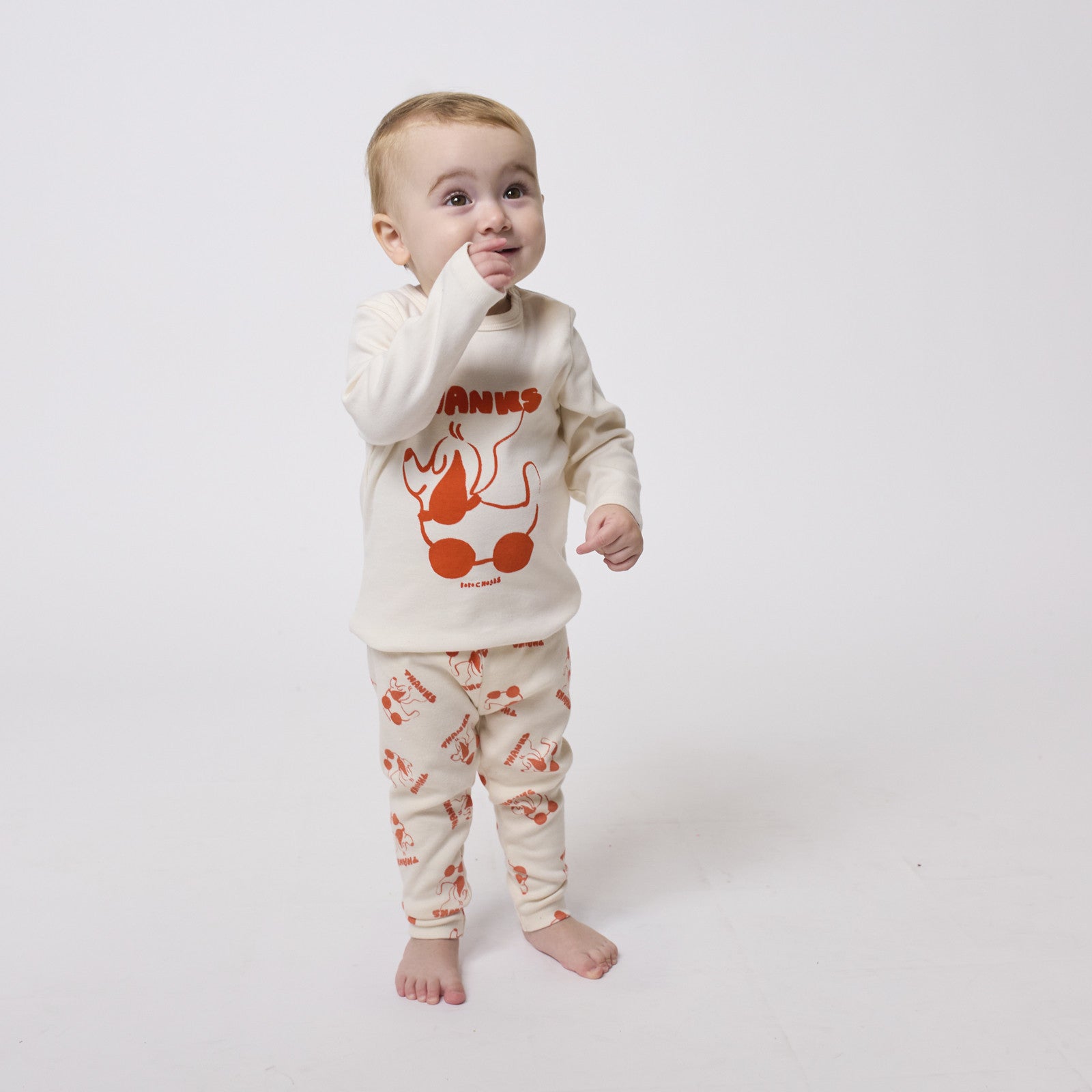 Baby Langarmshirt Rolling Dog Offwhite