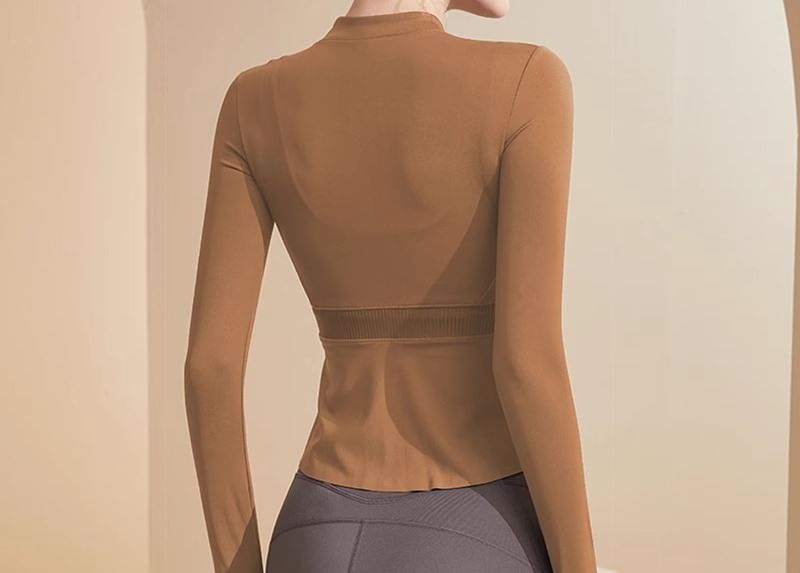 Sishan - Effen sporttop met lange mouwen en rits
