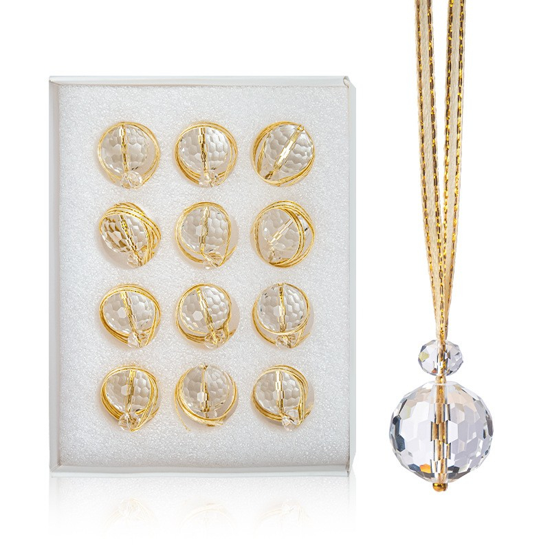 (12er Set) Ø22mm Christbaum Schmuck 3D Weihnachtsbaum Deko Kristall Kugel Accessoire - Transparent