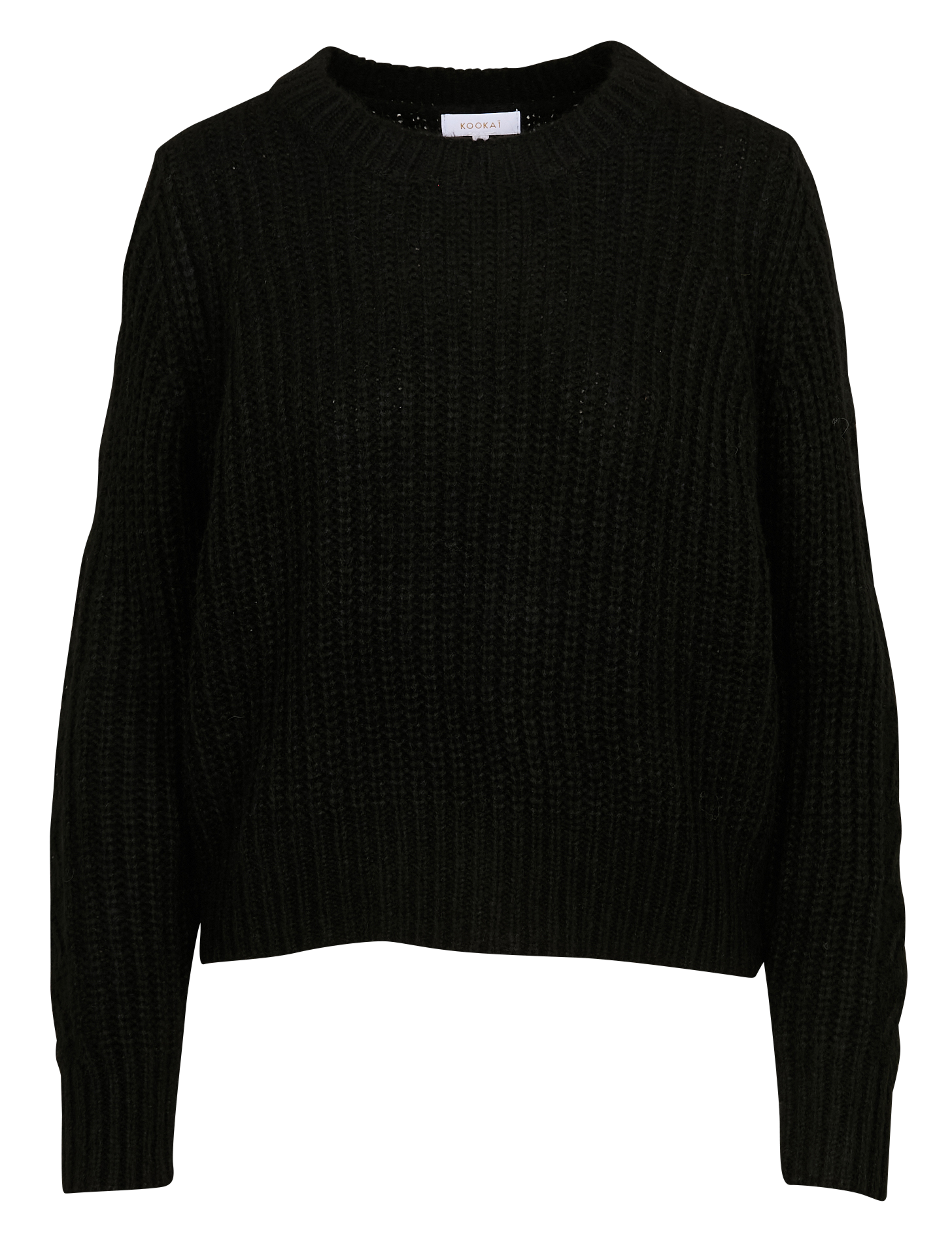 LANA - Pull droit col rond en maille mélangée | Noir