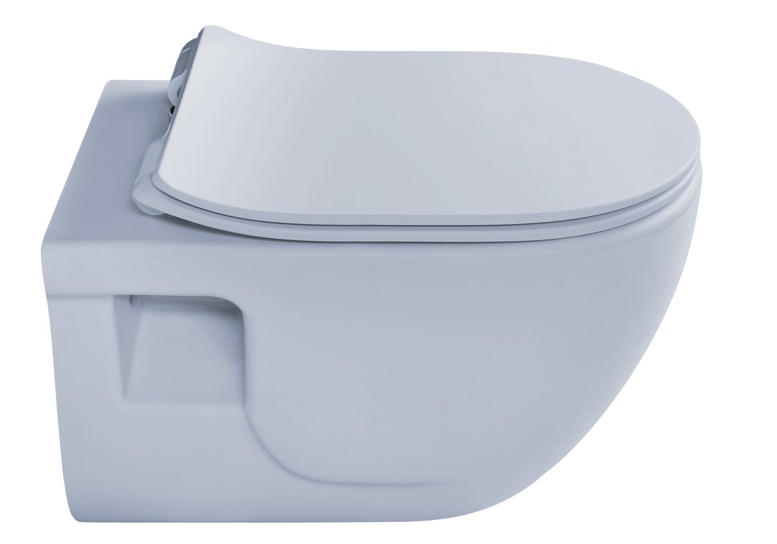 Sapho Brilla randloos toilet met zitting 36.5x53cm lichtblauw mat